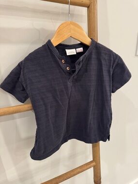 Play Condition Zara Navy Short-Sleeve Henley Top with Button Placket